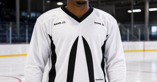 Hockey Practice Socks White — custom hockey socks worn on model — TeamGear Canada