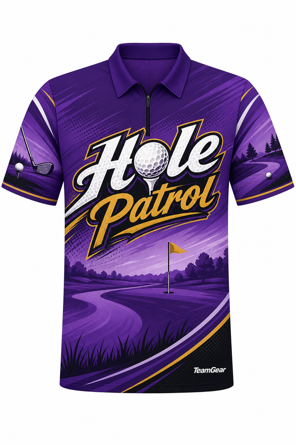 Hole Patrol Purple Golf Polo design