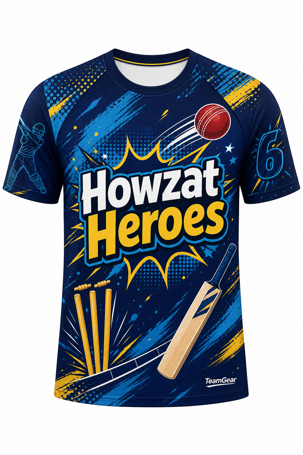 Howzat Heroes Navy Cricket Jersey design