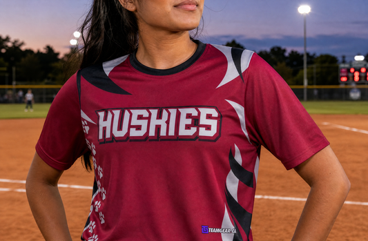 Huskies Softball Jersey — custom softball jersey worn on model — TeamGear Canada
