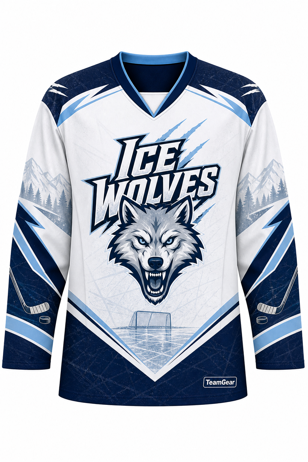 Ice Wolves White Hockey Jersey design