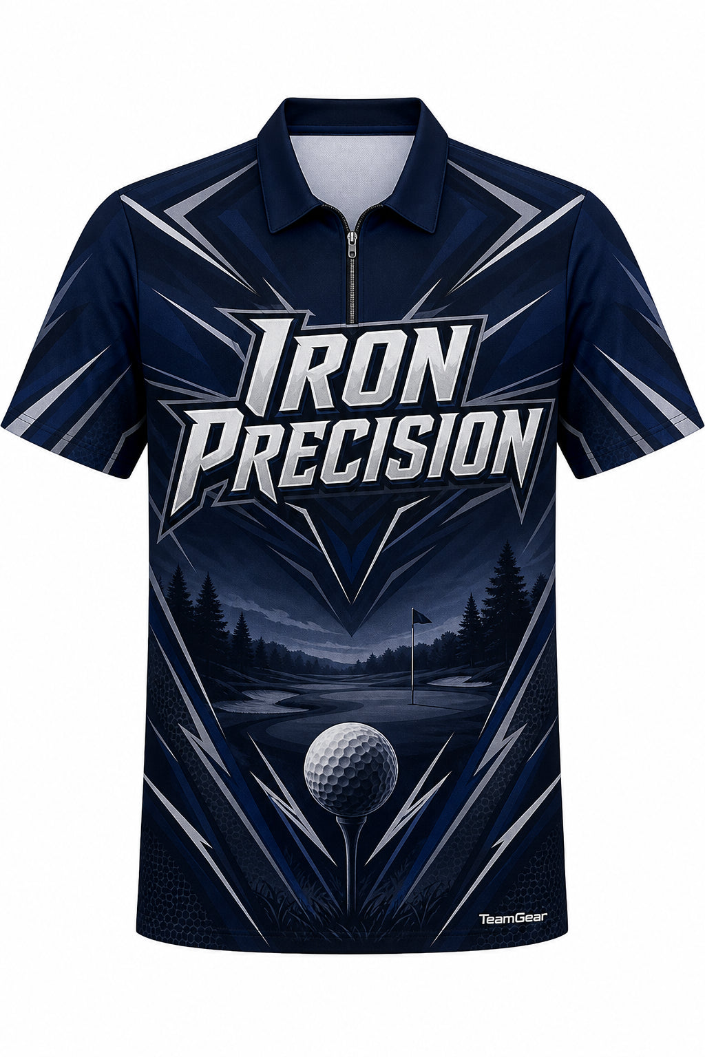 Iron Precision Navy Golf Polo design