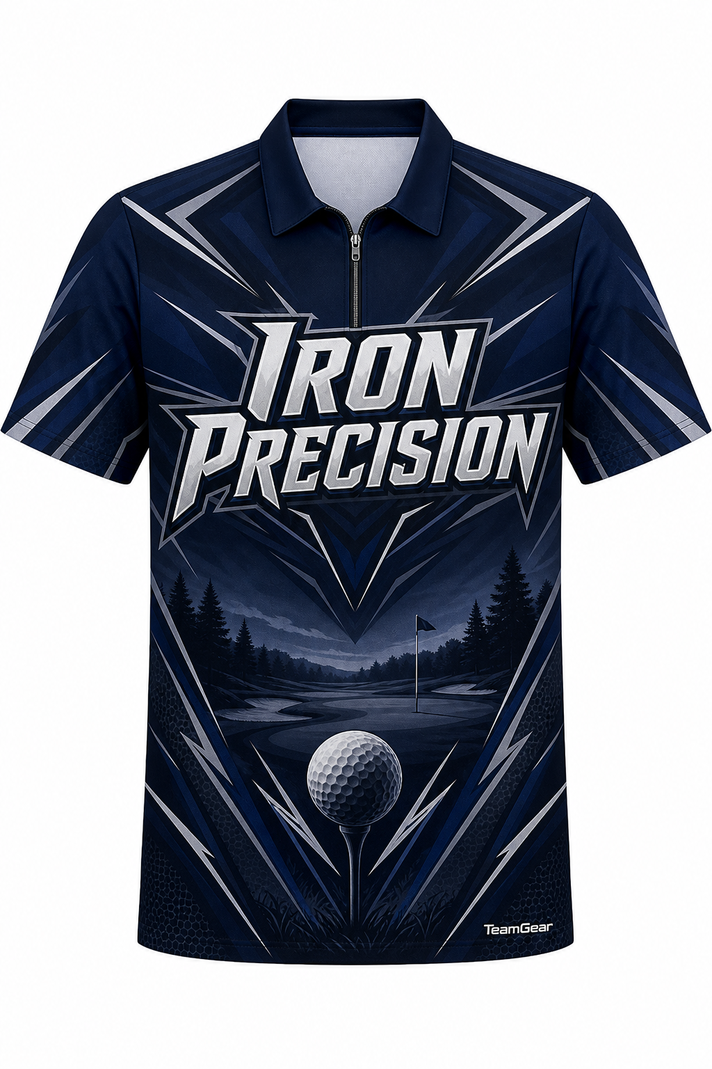 Iron Precision Navy Golf Polo design