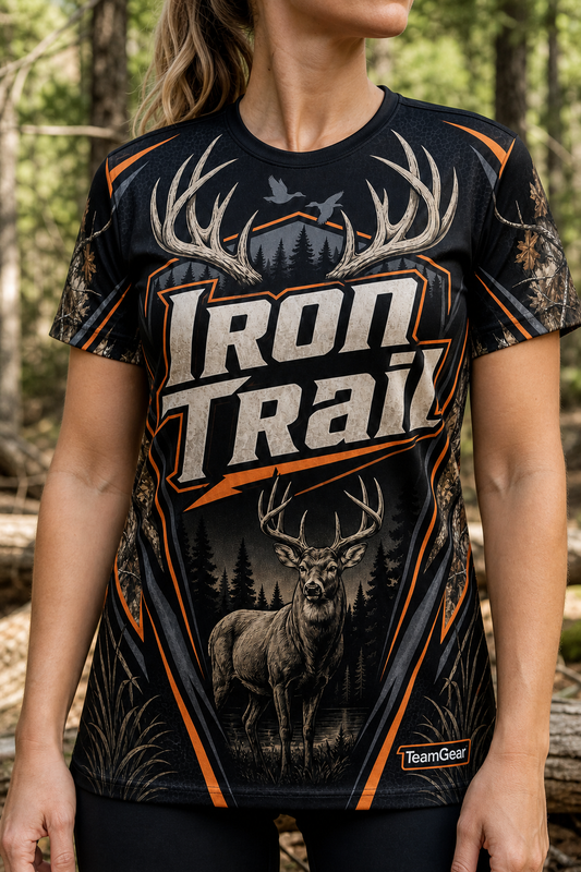 Iron Trail Black Hunting Jersey — custom hunting jersey worn on model — TeamGear Canada