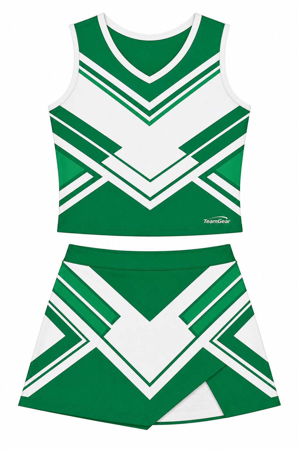 Kelly Green and White Cheerleading Uniform design