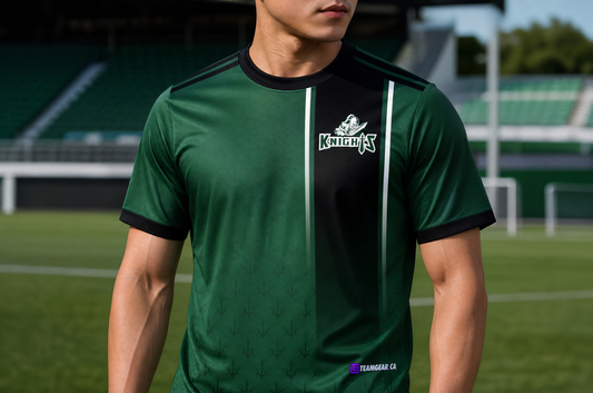 Knights Green Soccer Jersey — custom soccer jersey worn on model — TeamGear Canada