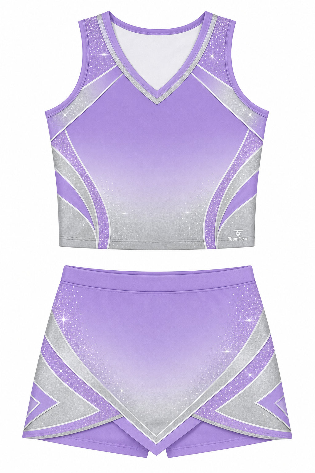 Lavender and Silver Cheerleading Uniform design