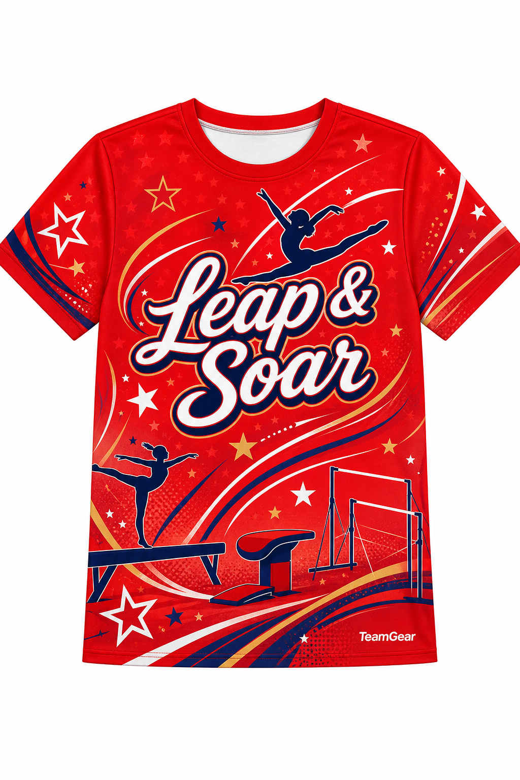 Leap & Soar Red Gymnastics Jersey with name and number