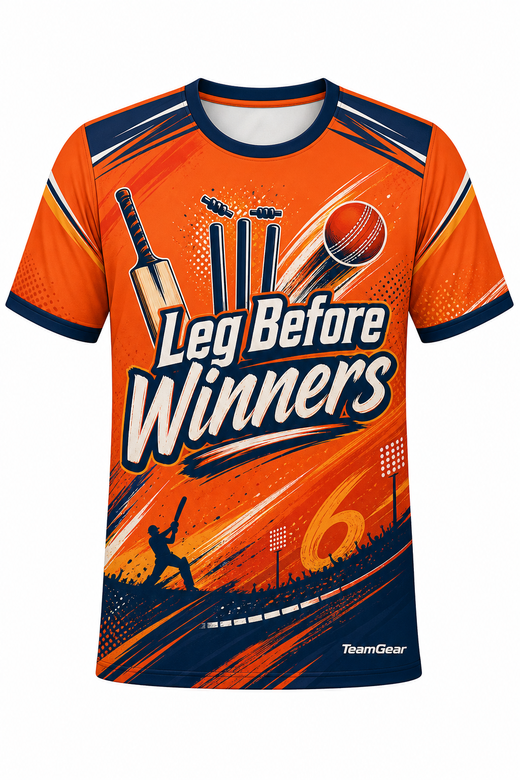 Leg Before Winners Orange Cricket Jersey design