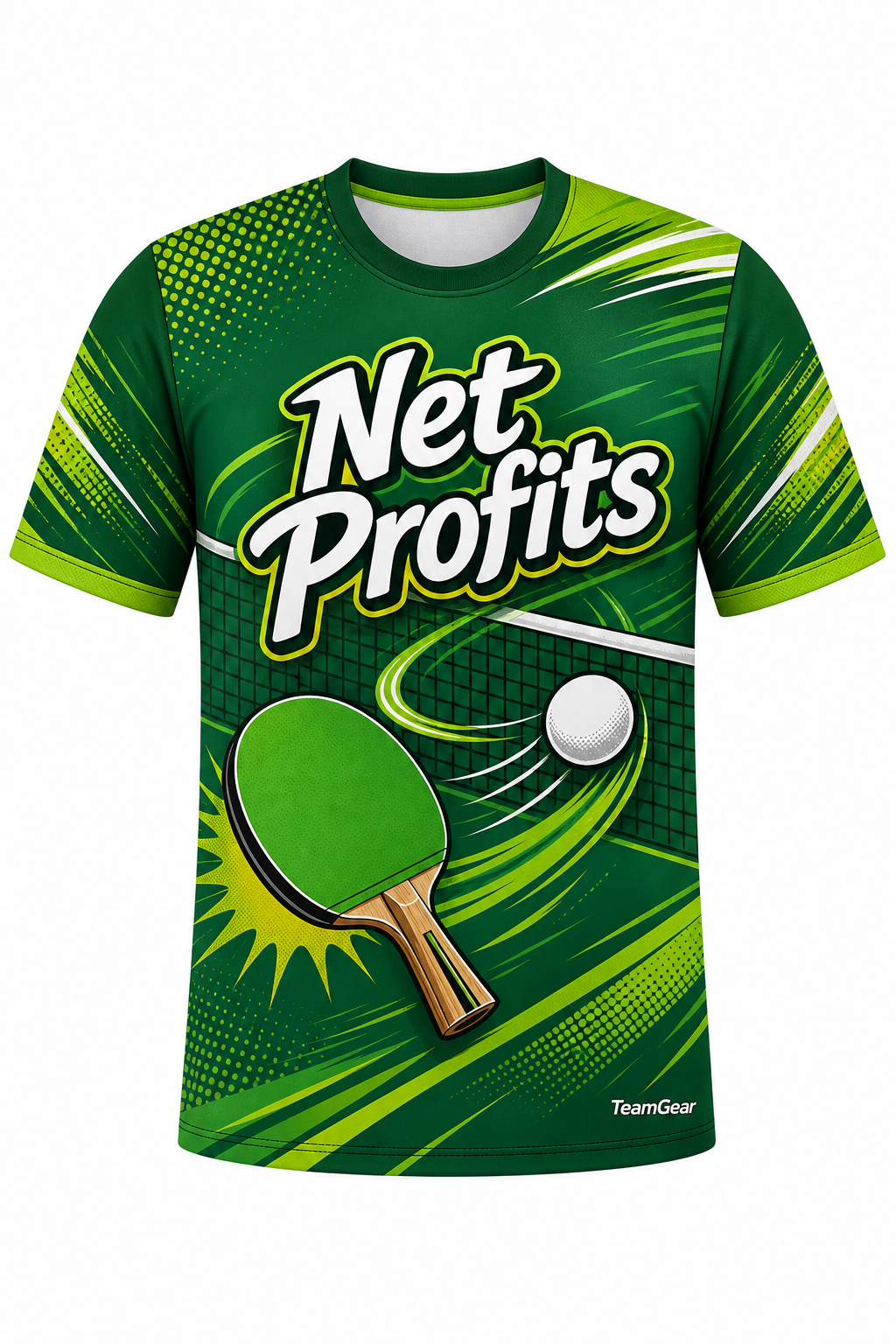 Net Profits Green Table Tennis Jersey with name and number