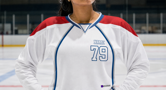 NHL Inspired Hockey Jersey: Colorado Avalanche White — custom hockey jersey worn on model — TeamGear Canada