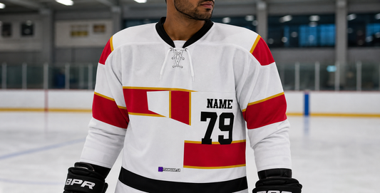 NHL Inspired Hockey Jersey: Florida Panthers White — custom hockey jersey worn on model — TeamGear Canada