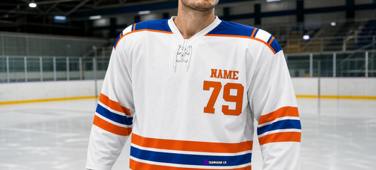 NHL Inspired Hockey Jersey: Halifax Highlanders White — custom hockey jersey worn on model — TeamGear Canada