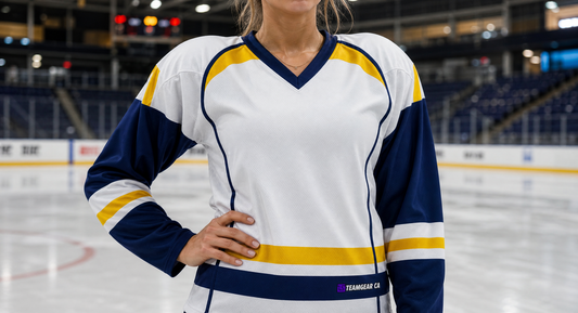 NHL Inspired Hockey Jersey: Nashville Predators White — custom hockey jersey worn on model — TeamGear Canada