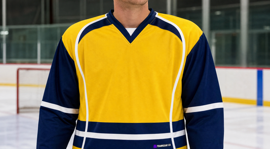 NHL Inspired Hockey Jersey: Nashville Predators Yellow — custom hockey jersey worn on model — TeamGear Canada