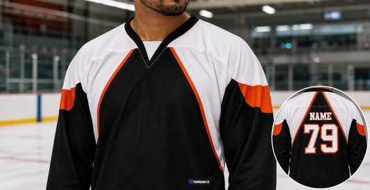 NHL Inspired Hockey Jersey: Philadelphia Flyers Black 2007-2010 — custom hockey jersey worn on model — TeamGear Canada
