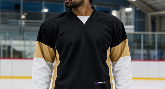 NHL Inspired Hockey Jersey: Pittsburgh Penguins Black 2007-2016 — custom hockey jersey worn on model — TeamGear Canada