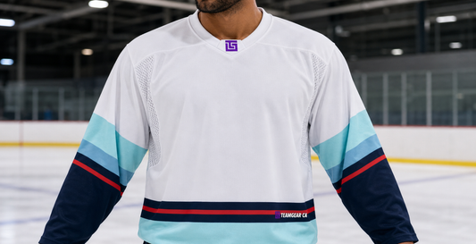 NHL Inspired Hockey Jersey: Seattle Kraken White — custom hockey jersey worn on model — TeamGear Canada