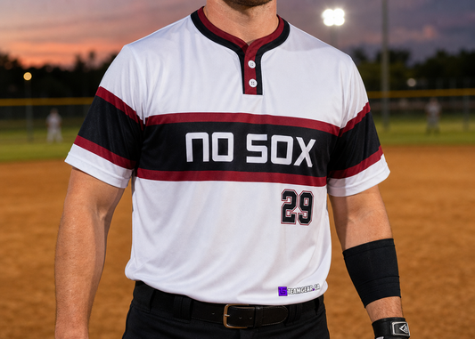 No Sox Softball Jersey — custom softball jersey worn on model — TeamGear Canada