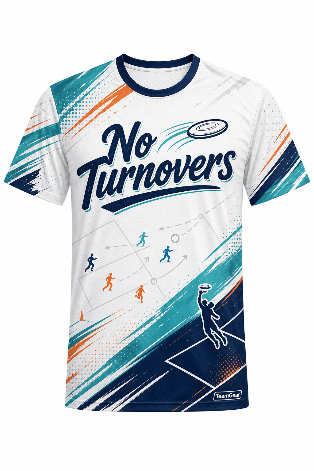 No Turnovers White Ultimate Frisbee Jersey design
