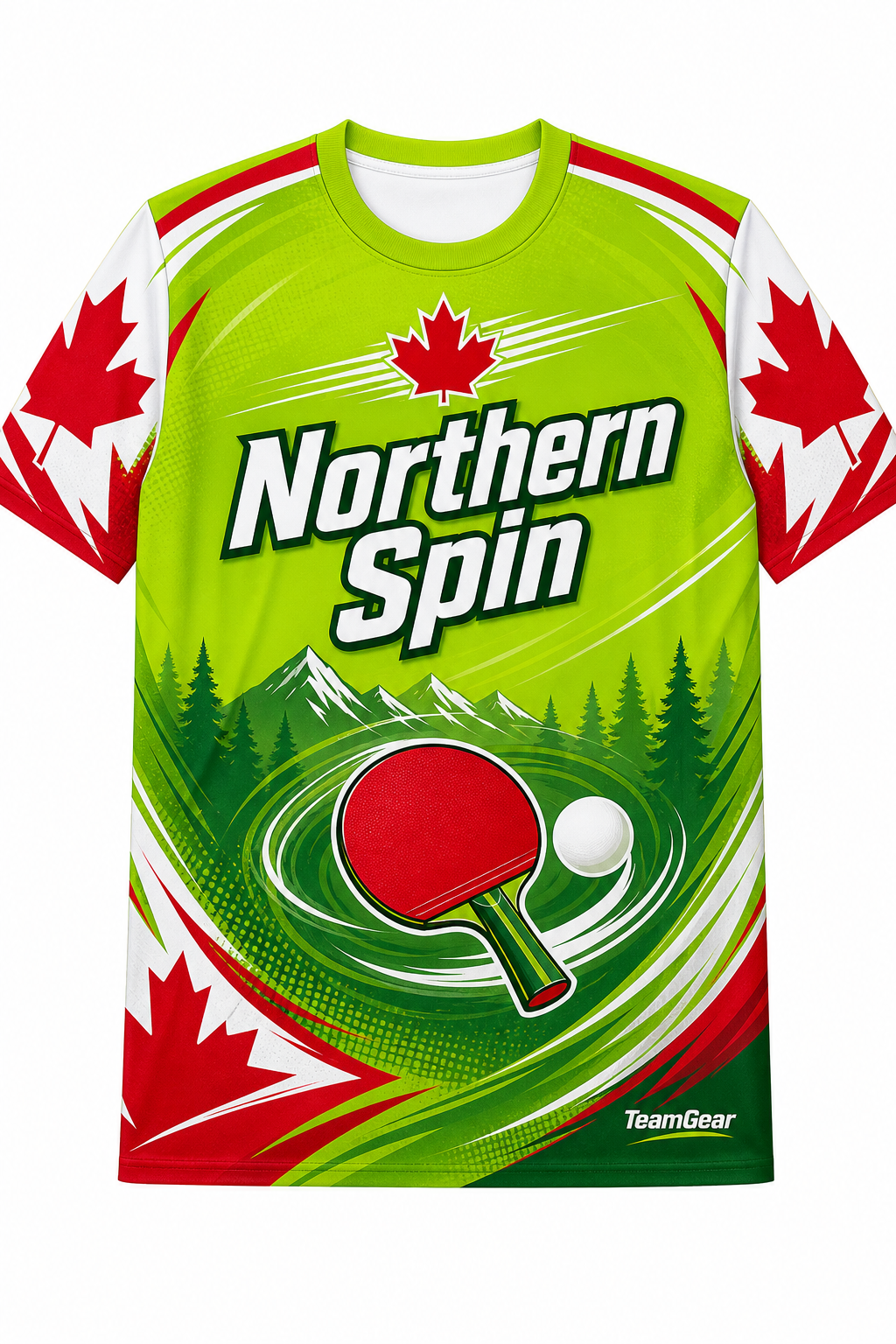 Northern Spin Lime Table Tennis Jersey with name and number