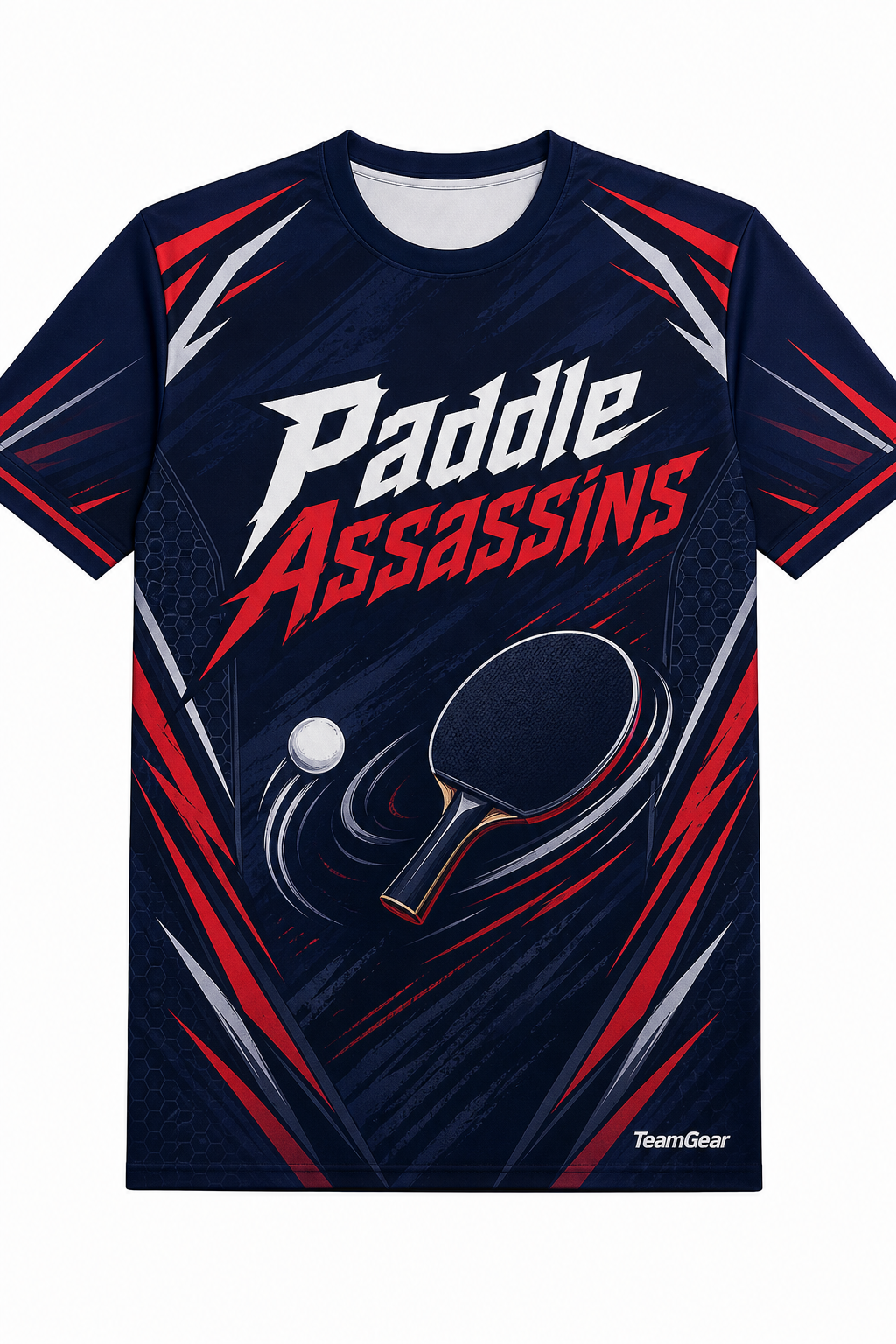 Paddle Assassins Navy Table Tennis Jersey with name and number