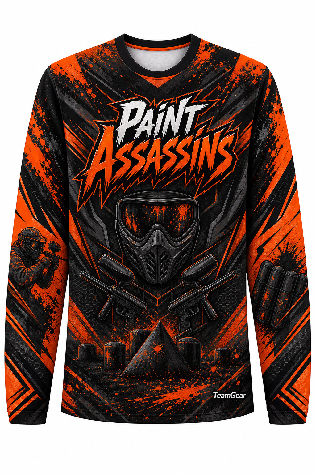 Paint Assassins Orange Long Sleeve Paintball Jersey design