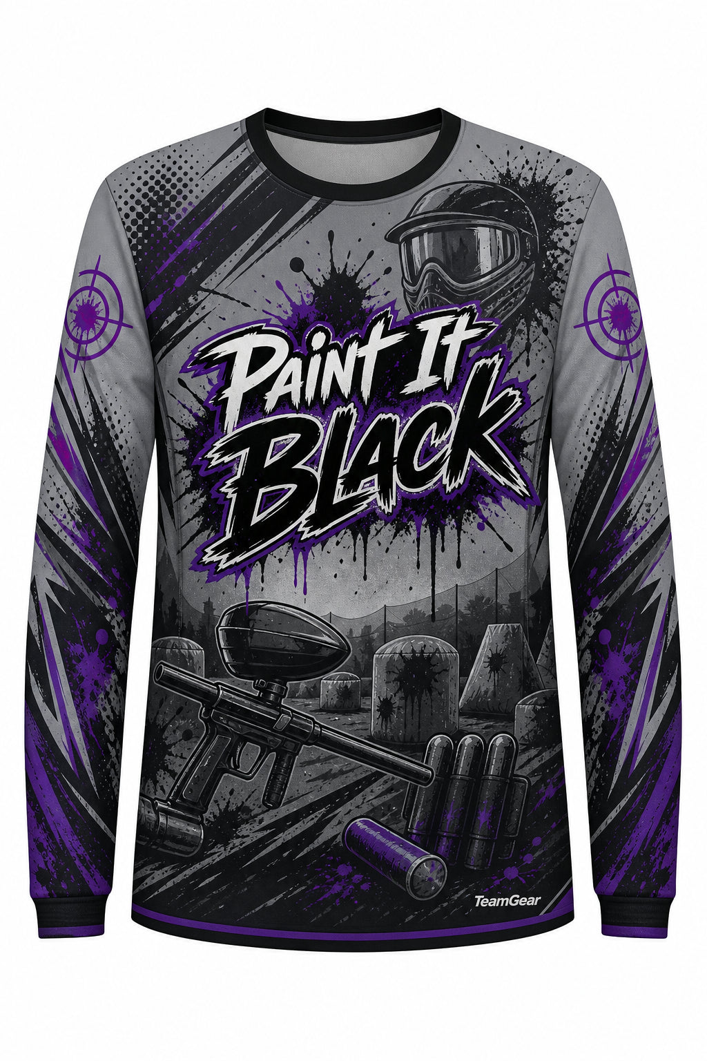 Paint It Black Grey Long Sleeve Paintball Jersey design