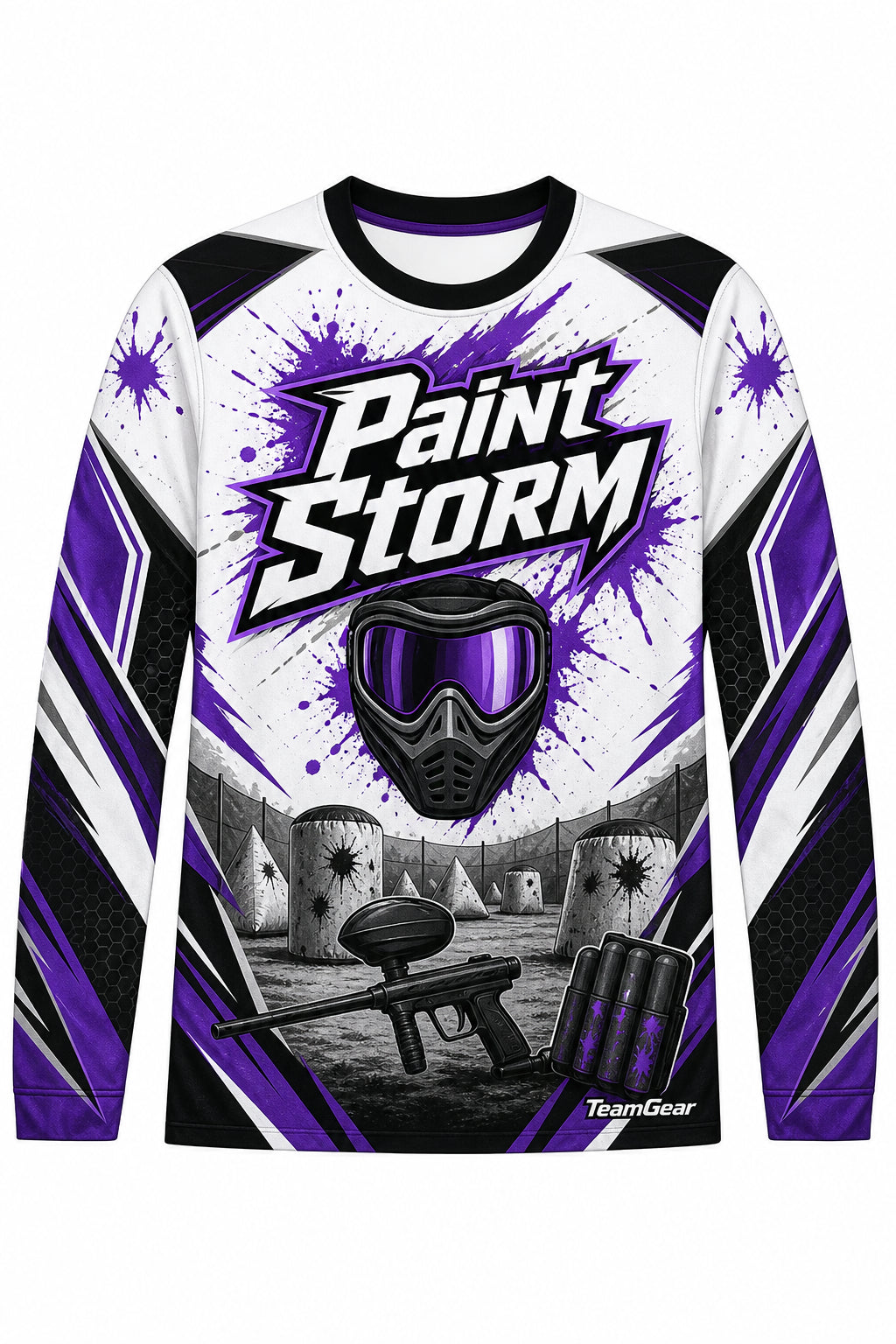 Paint Storm White Long Sleeve Paintball Jersey design