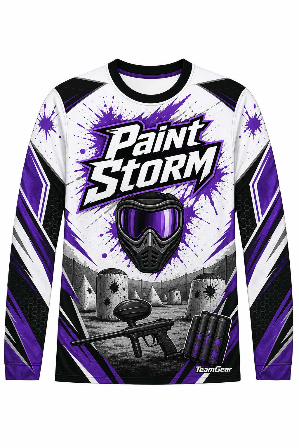 Paint Storm White Long Sleeve Paintball Jersey design