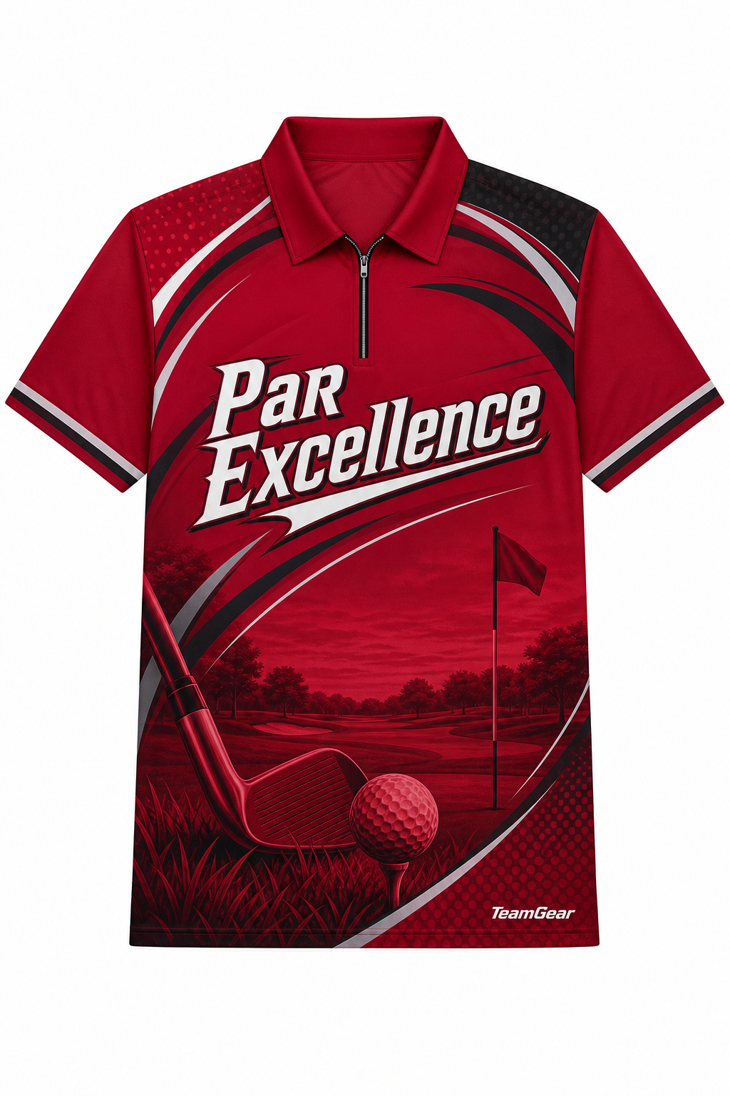 Par Excellence Crimson Golf Polo design