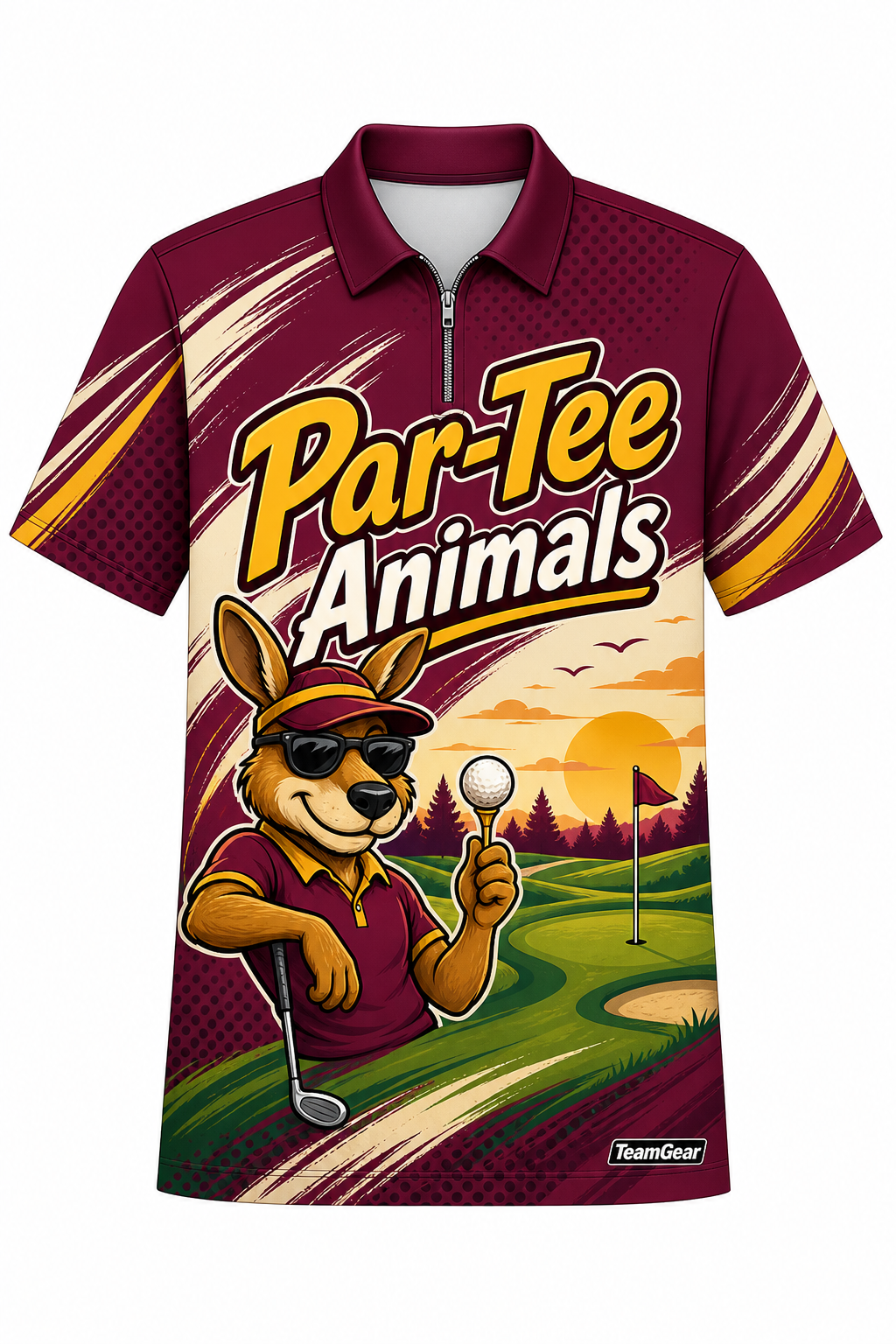 Par-Tee Animals Maroon Golf Polo design