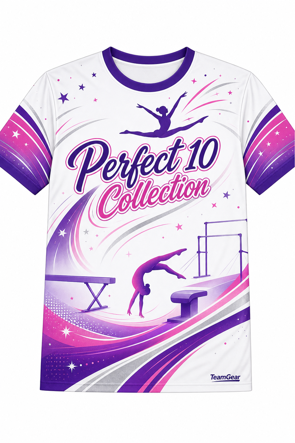 Perfect 10 Collection White Gymnastics Jersey with name and number