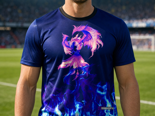 Phoenix Purple Soccer Jersey — custom soccer jersey worn on model — TeamGear Canada