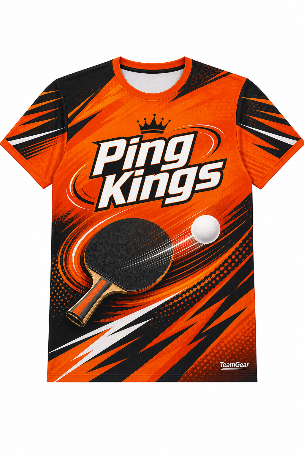 Ping Kings Orange Table Tennis Jersey with name and number