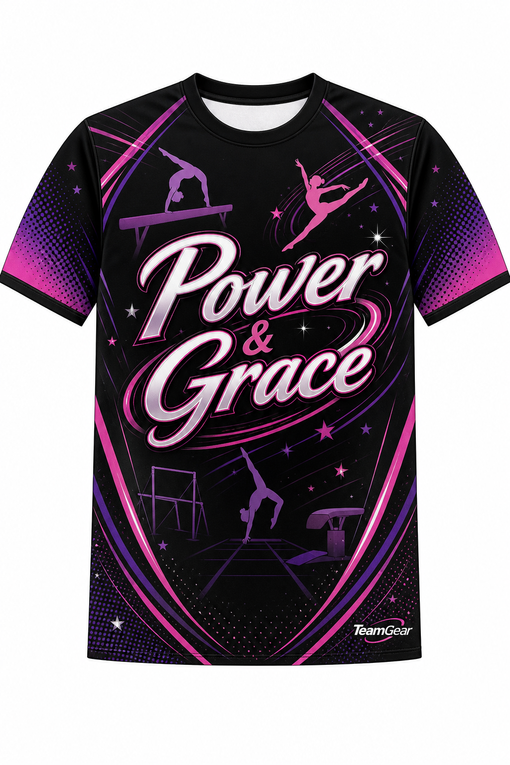 Power & Grace Black Gymnastics Jersey with name and number