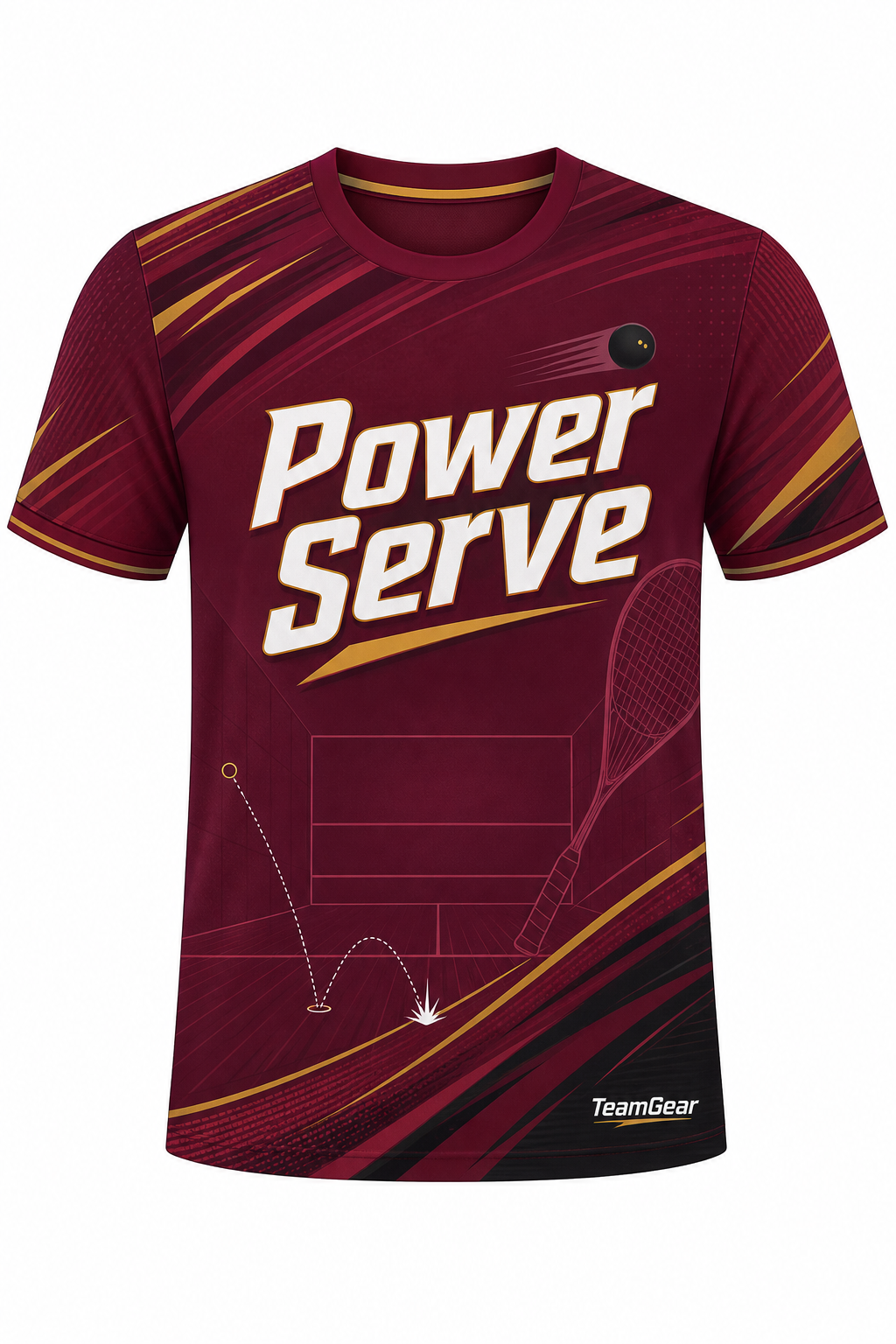 Power Serve Maroon Squash Jersey with name and number