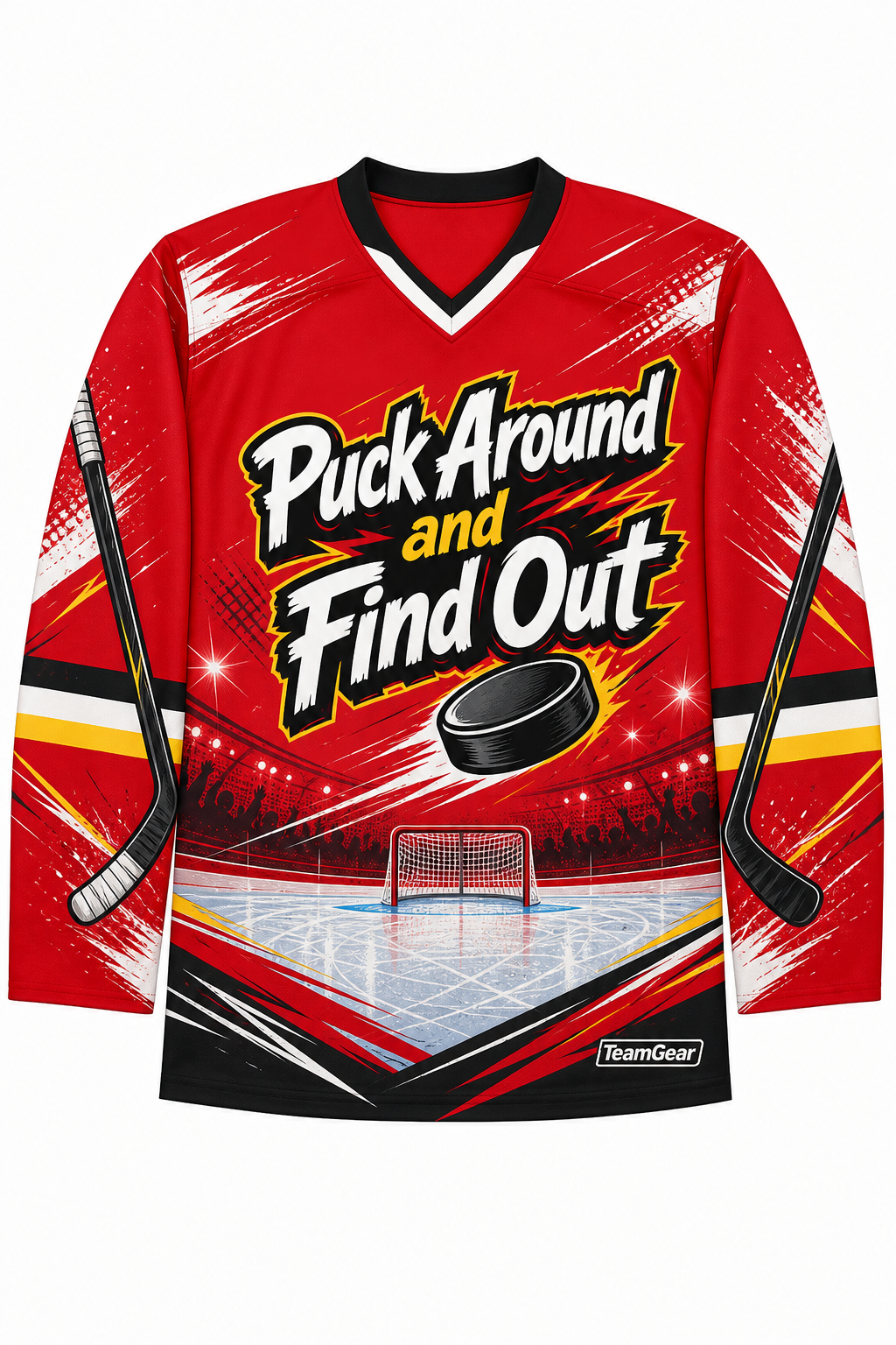 Puck Around and Find Out Red Hockey Jersey design