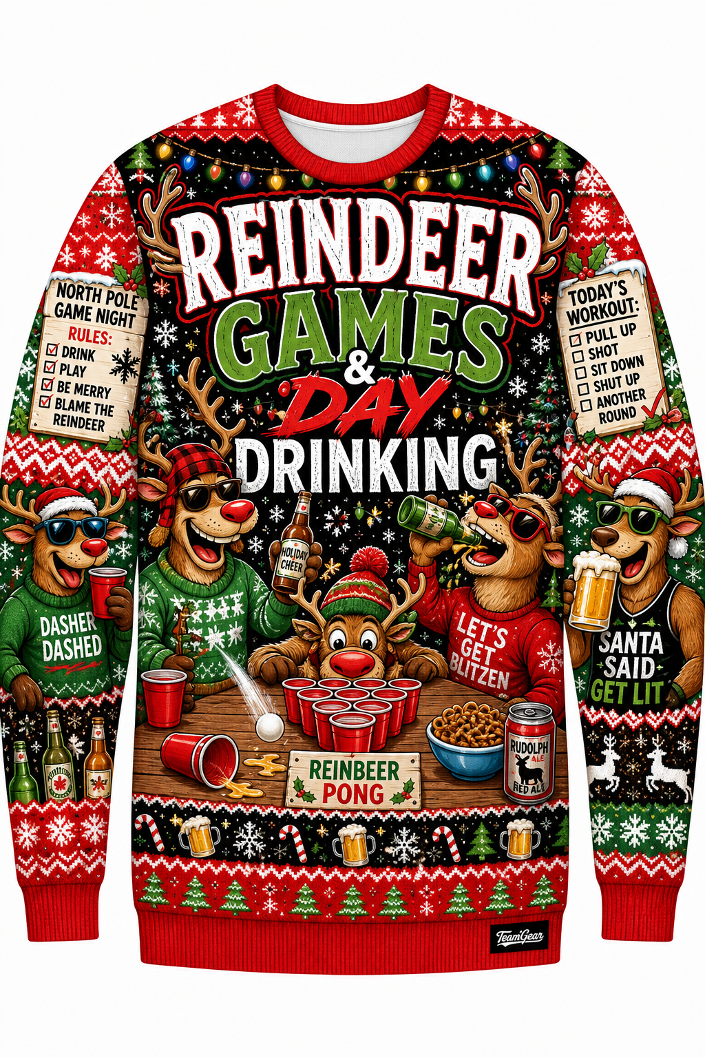 Reindeer Games & Day Drinking Ugly Christmas Sweater design