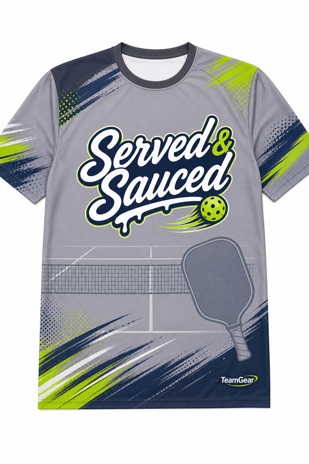 Served & Sauced Grey Pickleball Jersey with name and number