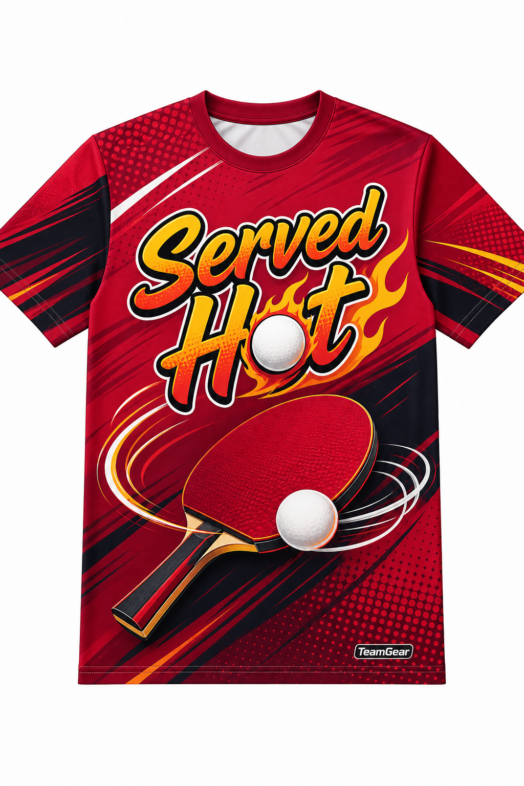 Served Hot Crimson Table Tennis Jersey with name and number
