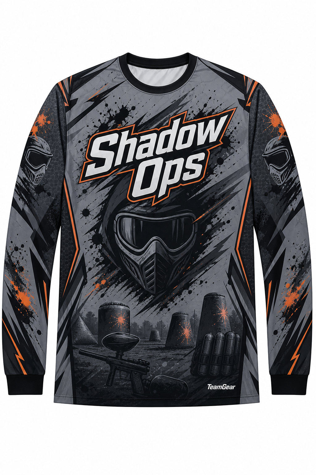 Shadow Ops Grey Long Sleeve Paintball Jersey design
