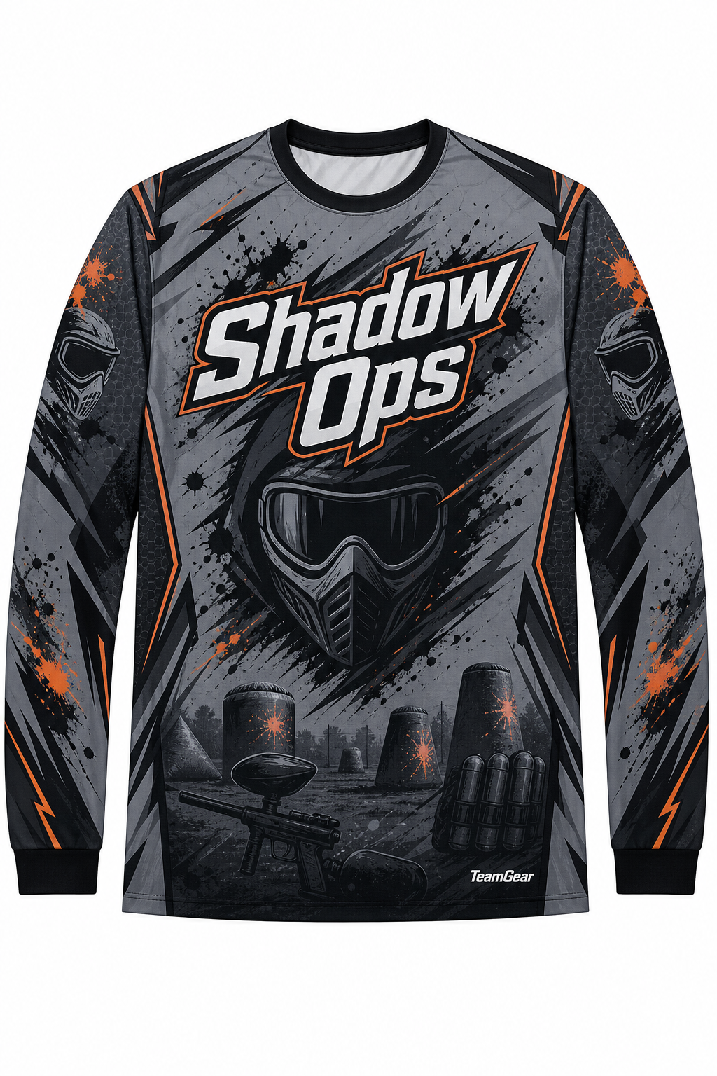 Shadow Ops Grey Long Sleeve Paintball Jersey design