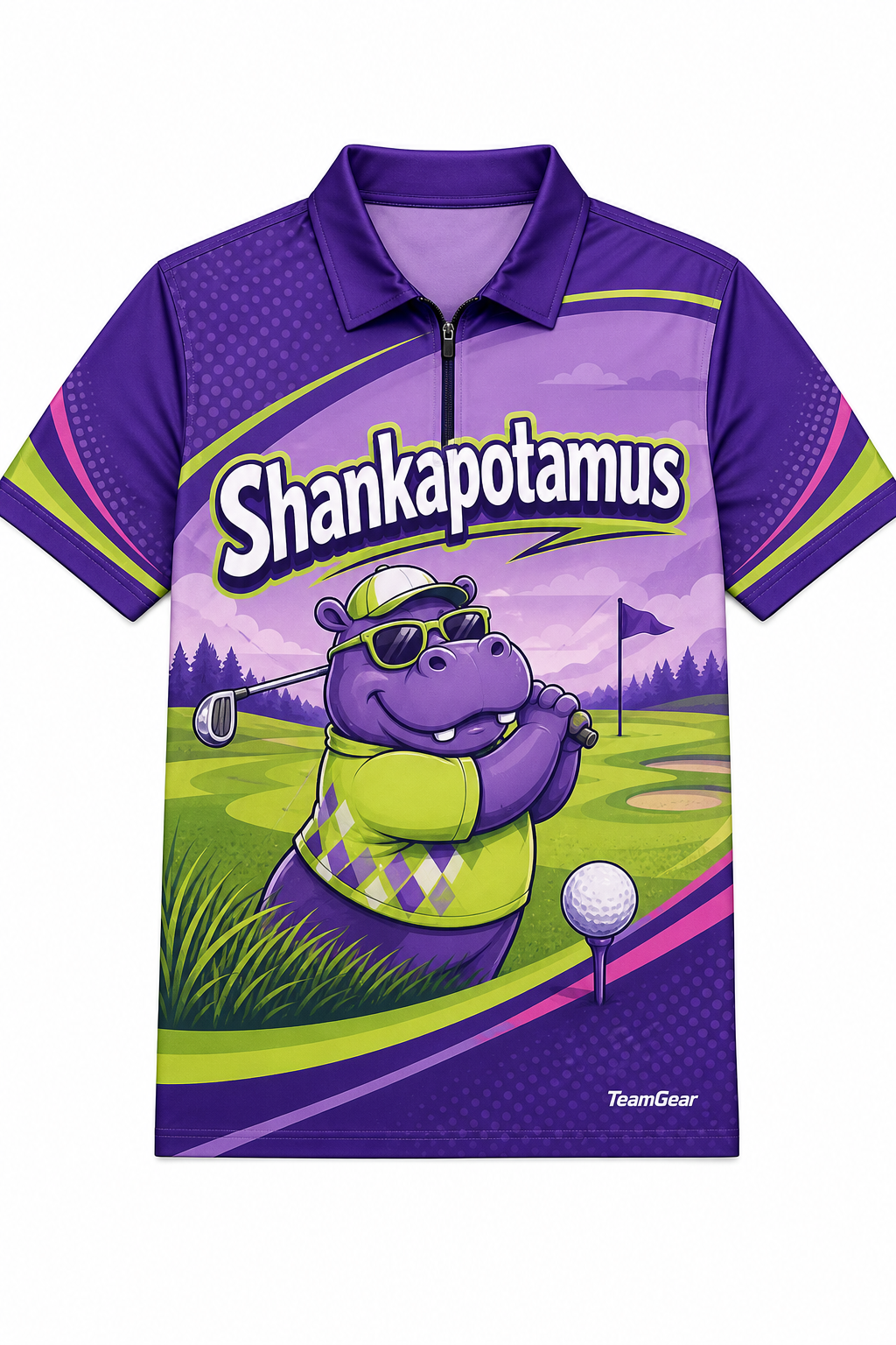 Shankapotamus Purple Golf Polo design