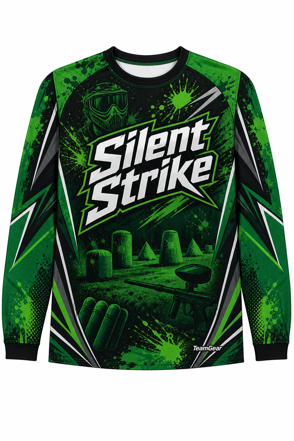 Silent Strike Green Long Sleeve Paintball Jersey design