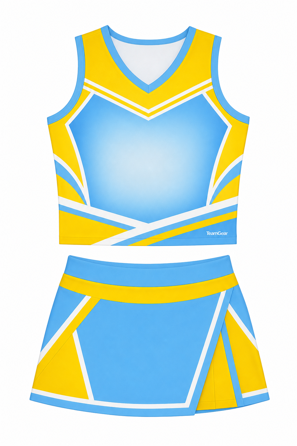 Sky Blue and Yellow Cheerleading Uniform design