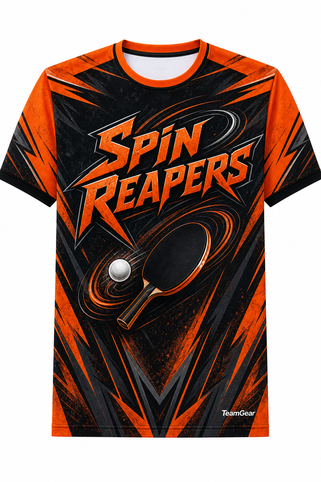 Spin Reapers Orange Table Tennis Jersey with name and number