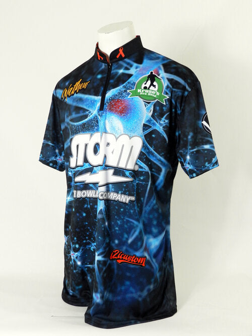 custom bowling button down full sublimation jersey made in Canada, crew neck, zip neck and button neck also available