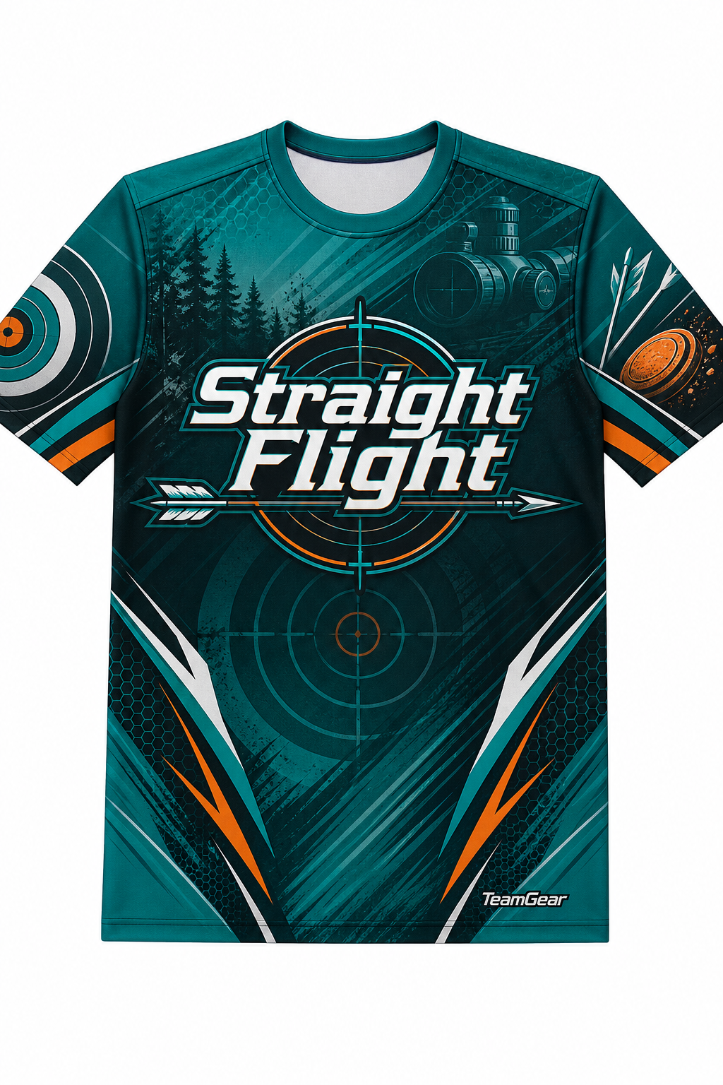 Straight Flight Teal Shooting Jersey design