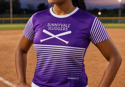 Sunnyvale Sluggers Softball Jersey — custom softball jersey worn on model — TeamGear Canada